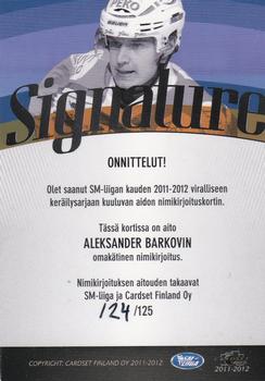 2011-12 Cardset Finland - Signature #NNO Aleksander Barkov Back