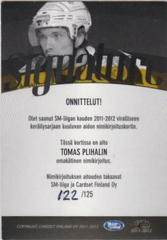 2011-12 Cardset Finland - Signature #NNO Tomas Plihal Back