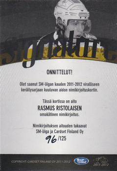 2011-12 Cardset Finland - Signature #NNO Rasmus Ristolainen Back