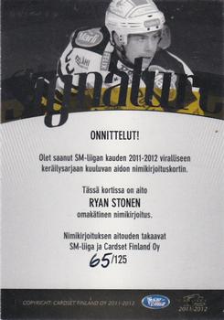 2011-12 Cardset Finland - Signature #NNO Ryan Stone Back