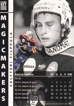 2005-06 Cardset Finland - Magicmakers #11 Valtteri Filppula Back