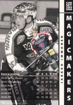 2005-06 Cardset Finland - Magicmakers #12 Jarkko Immonen Back
