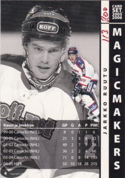 2005-06 Cardset Finland - Magicmakers Holo-Gold #4 Jarkko Ruutu Back