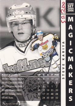 2005-06 Cardset Finland - Magicmakers Holo-Gold #7 Steve Kariya Back