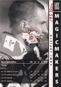 2005-06 Cardset Finland - Magicmakers Holo-Gold #9 Sami Lepistö Back