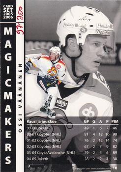 2005-06 Cardset Finland - Magicmakers Holo-Gold #10 Ossi Väänänen Back