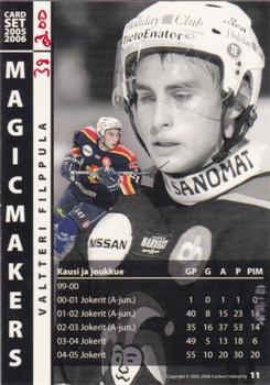 2005-06 Cardset Finland - Magicmakers Holo-Gold #11 Valtteri Filppula Back