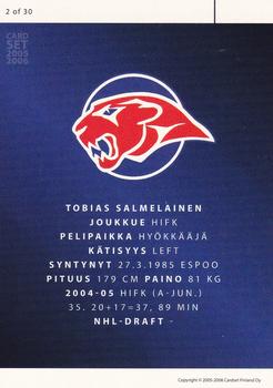 2005-06 Cardset Finland - Future Stars #2 Tobias Salmelainen Back