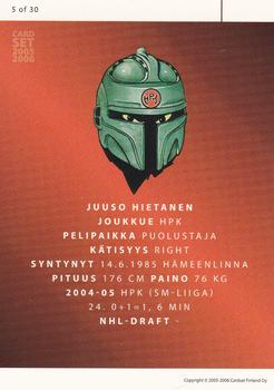 2005-06 Cardset Finland - Future Stars #5 Juuso Hietanen Back