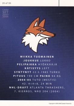 2005-06 Cardset Finland - Future Stars #20 Miikka Tuomainen Back