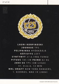 2005-06 Cardset Finland - Future Stars #27 Lauri Korpikoski Back