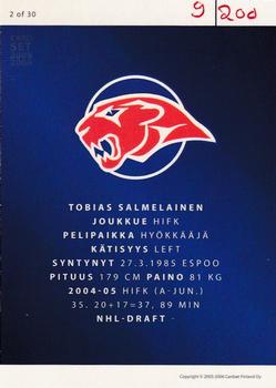 2005-06 Cardset Finland - Future Stars Holo-Red #2 Tobias Salmelainen Back