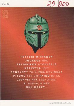 2005-06 Cardset Finland - Future Stars Holo-Red #6 Petteri Wirtanen Back