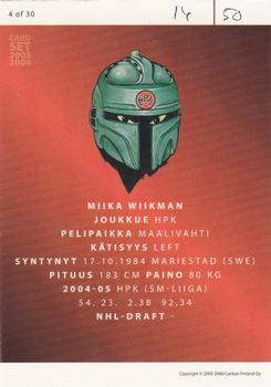 2005-06 Cardset Finland - Future Stars Holo-Silver #4 Miika Wiikman Back