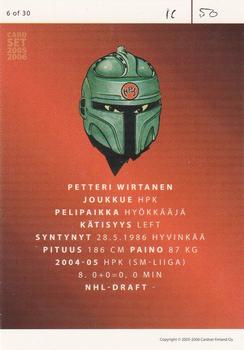 2005-06 Cardset Finland - Future Stars Holo-Silver #6 Petteri Wirtanen Back
