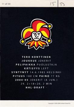 2005-06 Cardset Finland - Future Stars Holo-Silver #11 Tero Konttinen Back
