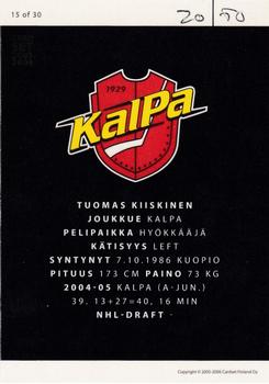 2005-06 Cardset Finland - Future Stars Holo-Silver #15 Tuomas Kiiskinen Back