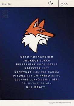2005-06 Cardset Finland - Future Stars Holo-Silver #19 Otto Honkaheimo Back