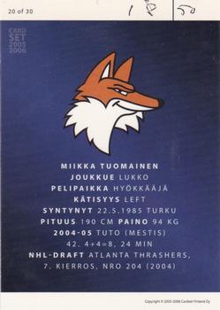 2005-06 Cardset Finland - Future Stars Holo-Silver #20 Miikka Tuomainen Back