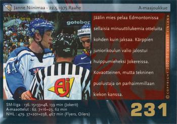2002-03 Cardset Finland #231 Janne Niinimaa Back