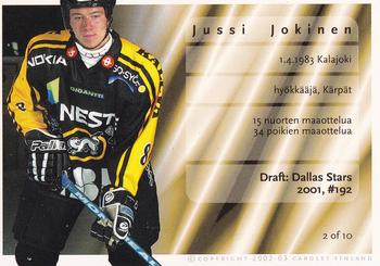 2002-03 Cardset Finland - Bound for Glory #2 Jussi Jokinen Back
