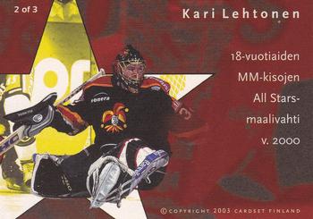 2002-03 Cardset Finland - Kari Lehtonen Star Collection #2 Kari Lehtonen Back