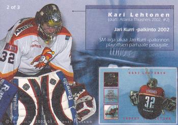 2002-03 Cardset Finland - Kari Lehtonen Trophy Collection #2 Kari Lehtonen Back