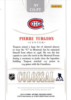 2013-14 Panini National Treasures - Colossal Patch Autograph #CO-PT Pierre Turgeon Back
