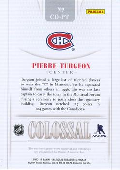 2013-14 Panini National Treasures - Colossal Prime Number Die Cut Autograph #CO-PT Pierre Turgeon Back