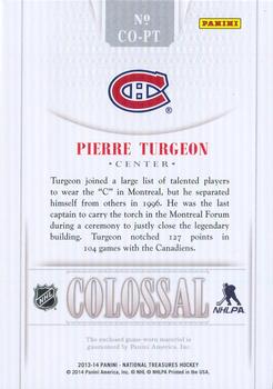 2013-14 Panini National Treasures - Colossal Patch #CO-PT Pierre Turgeon Back
