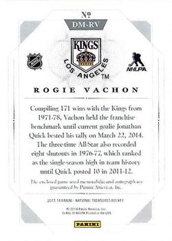 2013-14 Panini National Treasures - Dual Memorabilia Autographs #DM-RV Rogie Vachon Back