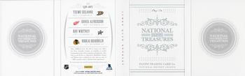 2013-14 Panini National Treasures - Jumbo Jerseys Autograph Booklet NHL Shield #QB-40Y Teemu Selanne / Daniel Alfredsson / Ray Whitney / Nikolai Khabibulin Back