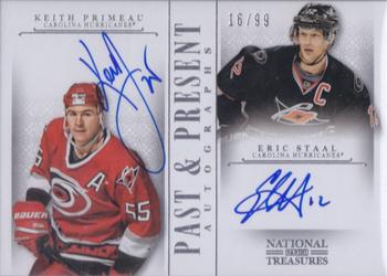 2013-14 Panini National Treasures - Past and Present Autographs #PP-PS Keith Primeau / Eric Staal Front