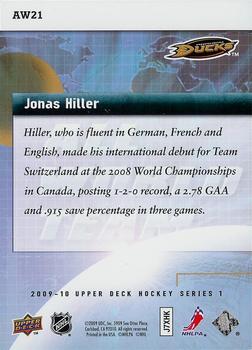 2009-10 Upper Deck - All World Team #AW21 Jonas Hiller Back
