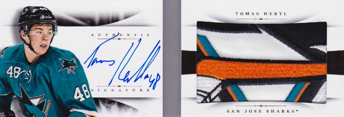 2013-14 Panini National Treasures - Rookie Jumbo Patch Booklet Autograph #RB-THE Tomas Hertl Front