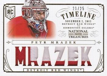 2013-14 Panini National Treasures - Rookie Timeline Jerseys Patch #RT-PMR Petr Mrazek Front