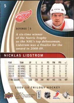 2009-10 Upper Deck Trilogy #5 Nicklas Lidstrom Back