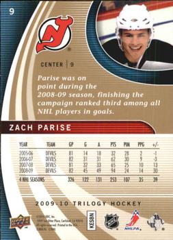 2009-10 Upper Deck Trilogy #9 Zach Parise Back