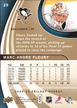 2009-10 Upper Deck Trilogy #29 Marc-Andre Fleury Back