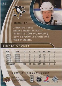 2009-10 Upper Deck Trilogy #87 Sidney Crosby Back