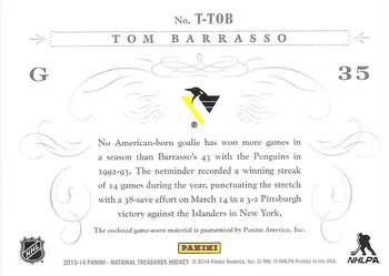 2013-14 Panini National Treasures - Timeline Jerseys #T-TOB Tom Barrasso Back