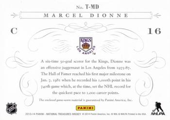 2013-14 Panini National Treasures - Timeline Jerseys Patch #T-MD Marcel Dionne Back