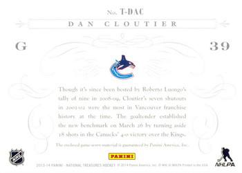 2013-14 Panini National Treasures - Timeline Jerseys Prime #T-DAC Dan Cloutier Back