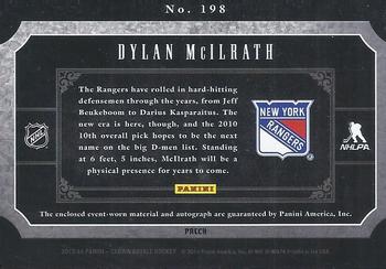 2013-14 Panini Rookie Anthology - 2013-14 Panini Crown Royale Update: Rookie Silhouette Patch #198 Dylan McIlrath Back