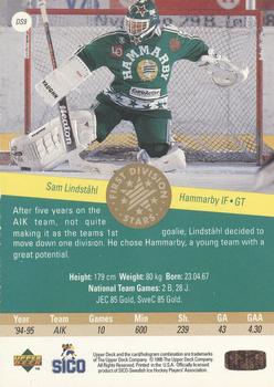 1995-96 Upper Deck Swedish Elite - First Division Stars #DS9 Sam Lindstahl Back