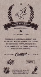 2009-10 Upper Deck Champ's #117 David Schlemko Back