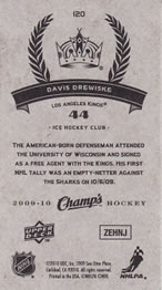 2009-10 Upper Deck Champ's #120 Davis Drewiske Back