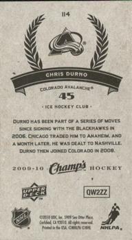 2009-10 Upper Deck Champ's #114 Chris Durno Back