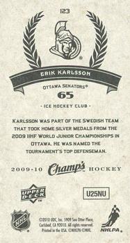 2009-10 Upper Deck Champ's #123 Erik Karlsson Back