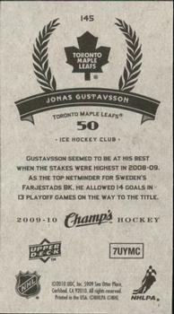2009-10 Upper Deck Champ's #145 Jonas Gustavsson Back